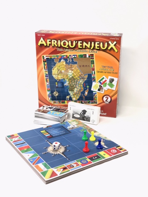 Afriqu'enJeux — The Africa Memory Game board, cards, and playing pieces