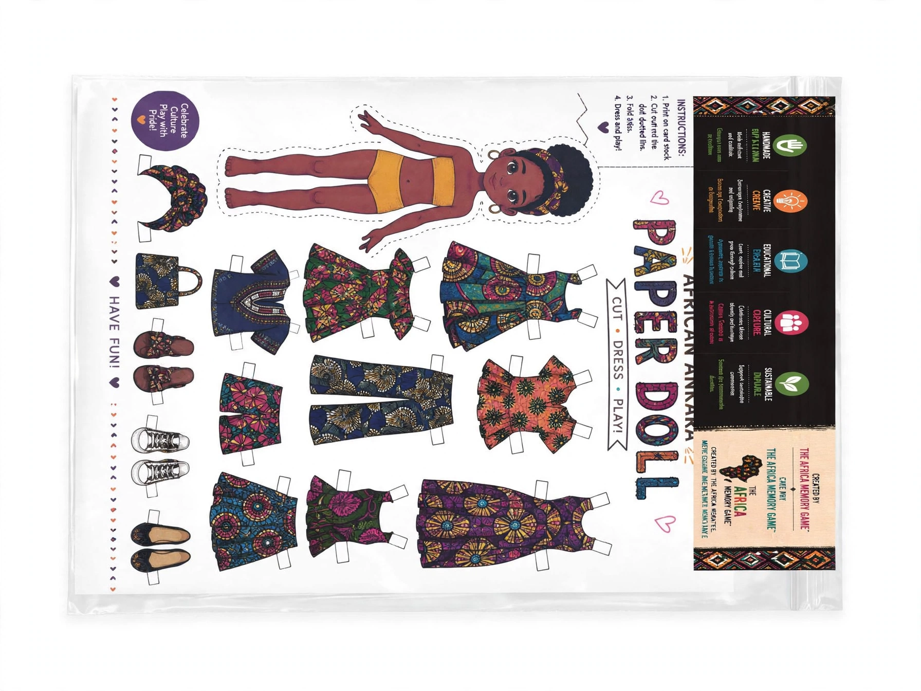 African Ankara paper doll cut-and-dress sheet