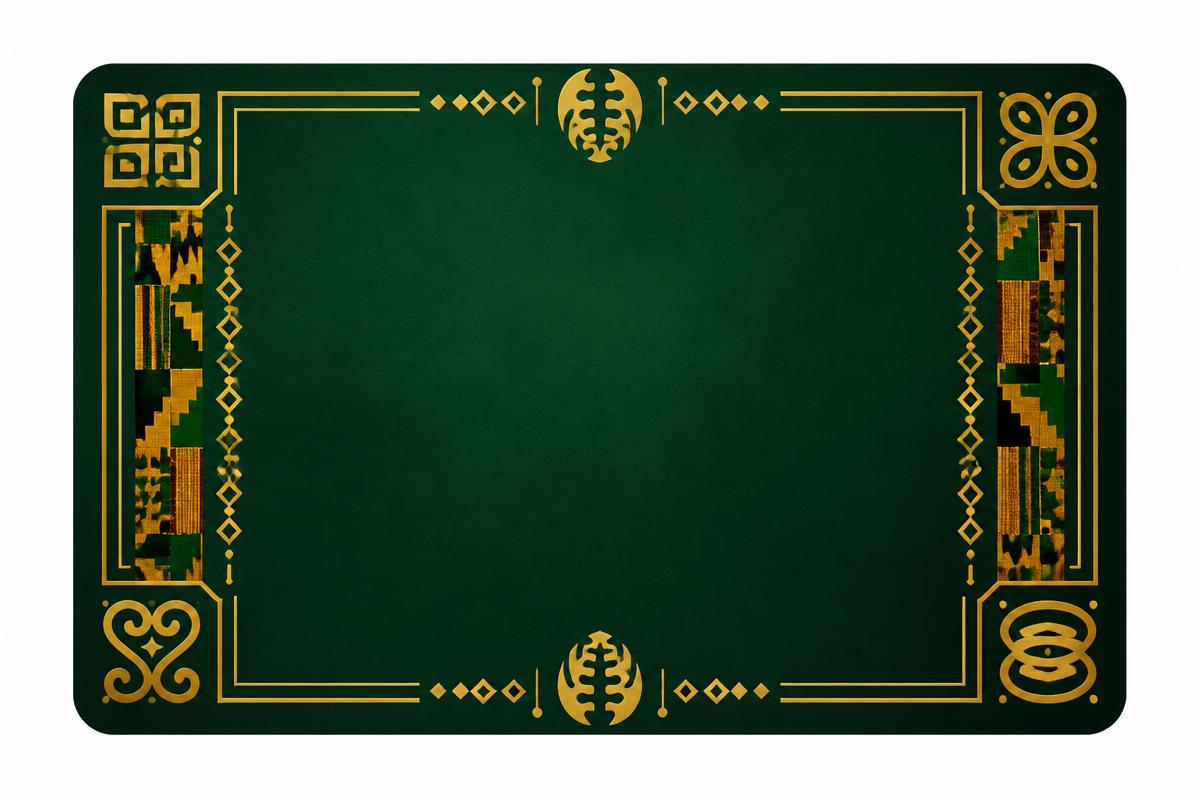 The Africa Memory Game digital gift card with gold Adinkra border